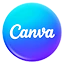 Icon related to Canva logo on a blue button, indicating a digital marketing agency's commitment to innovative design solutions